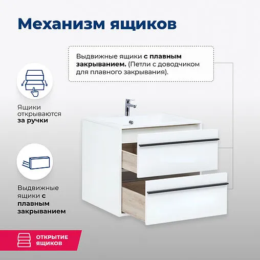 Тумба под умывальник подвесная Aquanet Lino 60 белый матовый 00253901