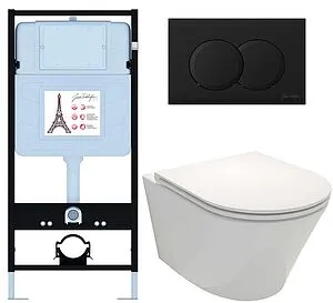 Комплект 6 в 1 Jacob Delafon Rodin+ E21750RU-BL с кнопкой E36496-BL черный матовый, 1