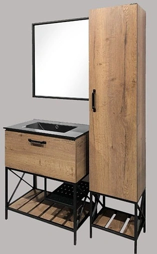 Тумба-умывальник напольная Comforty Бредфорд 75 дуб тёмный/чёрный 00004149064CF