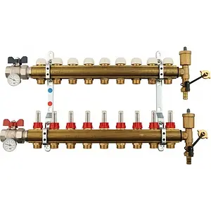 Группа коллекторная с расходомерами 9 отводов 1&quot;в/в x ¾&quot;ек Tiemme 3870009, 1