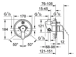Смеситель для ванны скрытого монтажа Grohe Eurostyle Cosmopolitan хром 33637002, 2