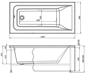 Ванна акриловая Aquanet Bright 145x70 00239593 Ванна акриловая Aquanet Bright 145x70 00239593, 2