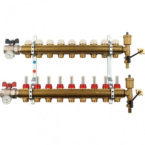 Группа коллекторная с расходомерами 9 отводов 1&quot;в/в x ¾&quot;ек Tiemme 3870009