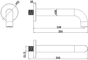 Излив для скрытого монтажа WHITECROSS Y chrome хром Y1200CR Излив для скрытого монтажа WHITECROSS Y chrome хром Y1200CR, 2