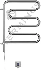 Полотенцесушитель электрический Ш-образный Terminus Электро 25 ПСЭ Ш 450x570 полированная сталь 4620768883958, 1
