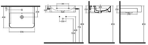 Тумба-умывальник подвесная ISVEA Marino 80 тик 23SQS003081I+10SQ51058SV