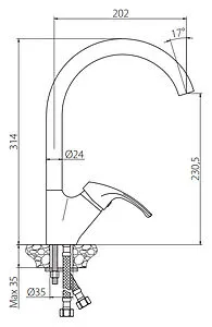 Смеситель для кухни Damixa Palace One хром 410700000 Смеситель для кухни Damixa Palace One хром 410700000, 2