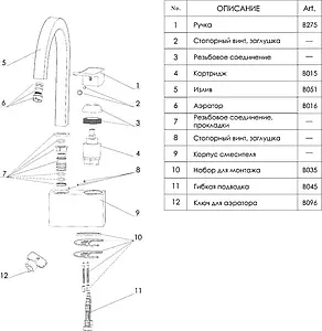 Смеситель для кухни Wasserkraft Aller белый/хром 1067WHITE, 3