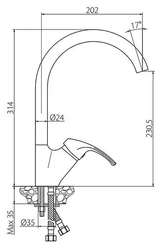 Смеситель для кухни Damixa Palace One хром 410700000 Смеситель для кухни Damixa Palace One хром 410700000