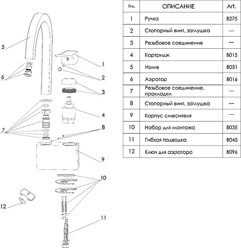 Смеситель для кухни Wasserkraft Aller белый/хром 1067WHITE