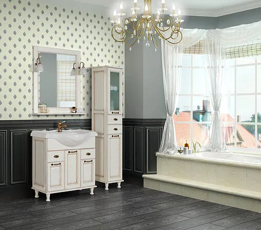 Зеркало Aquaton Жерона 85 белое золото 1A158702GEM40