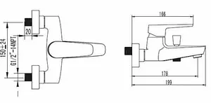 Смеситель для ванны SMARTsant Инлайн хром SM103503AA Смеситель для ванны SMARTsant Инлайн хром SM103503AA, 2