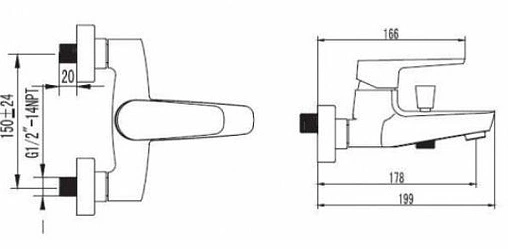 Смеситель для ванны SMARTsant Инлайн хром SM103503AA