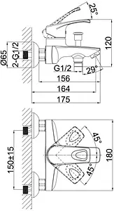 Смеситель для ванны D&K Bayern Erlangen хром DA1183201, 2