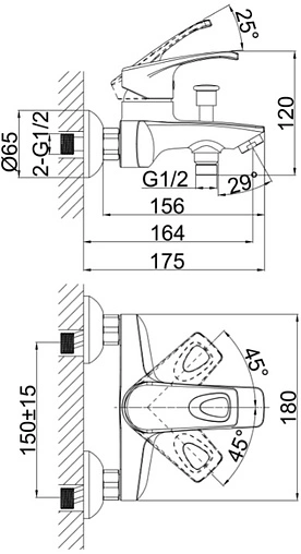 Смеситель для ванны D&amp;K Bayern Erlangen хром DA1183201