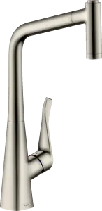 Смеситель для кухни с выдвижным изливом Hansgrohe Metris M71 320 2jet под сталь 14820800, 1