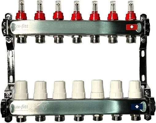 Группа коллекторная с расходомерами 6 отводов 1&quot;в/в x ¾&quot;ек Uni-fitt OPTIMAL 450B4306.RU