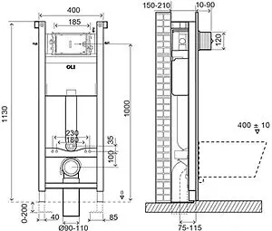 Инсталляция для подвесного унитаза OLI Expert Plus 721803 Инсталляция для подвесного унитаза OLI Expert Plus 721803, 2