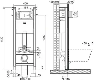 Инсталляция для подвесного унитаза отдельностоящая OLI Expert E82 014092 Инсталляция для подвесного унитаза отдельностоящая OLI Expert E82 014092, 2