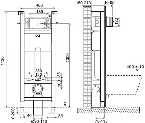 Инсталляция для подвесного унитаза OLI Expert Plus 721803