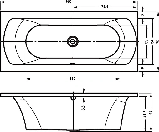 Ванна акриловая Riho LIMA 160x70 B050001005