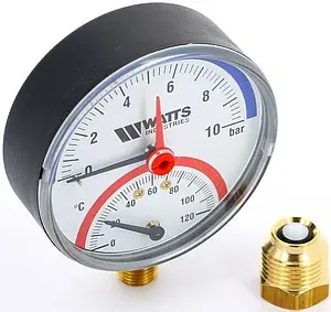 Термоманометр радиальный Watts F+R828 80мм 10 бар 120°С ½&quot; 10025525, 1