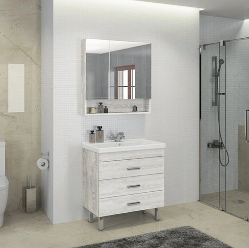 Тумба-умывальник напольная Comforty Никосия 80Н дуб белый 00004142204CF