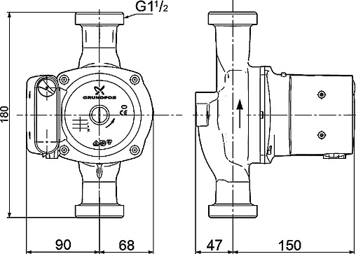 Насос циркуляционный Grundfos UPS 25-100 180 95906480