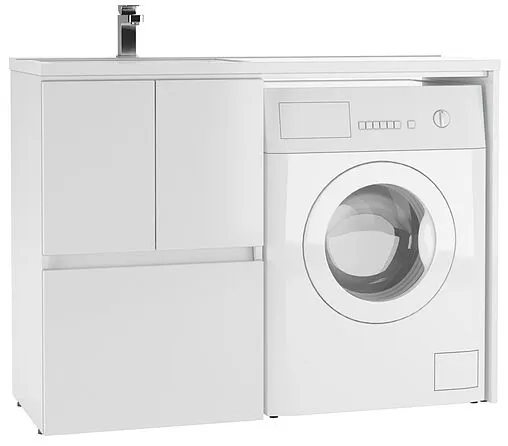 Тумба под умывальник напольная над стиральной машиной Айсберг Норма 120 белый DA1627T