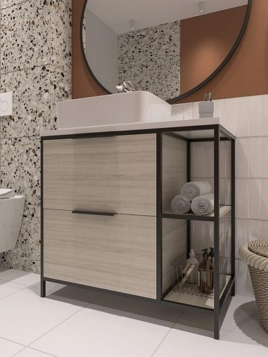 Тумба под умывальник напольная Cersanit Bosquet 80 дуб 63012