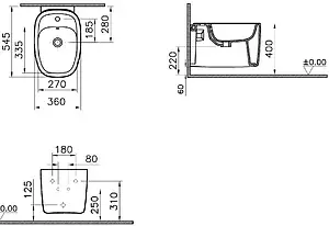 Биде подвесное VitrA Plural черный матовый 7831B483-0288 Биде подвесное VitrA Plural черный матовый 7831B483-0288, 2