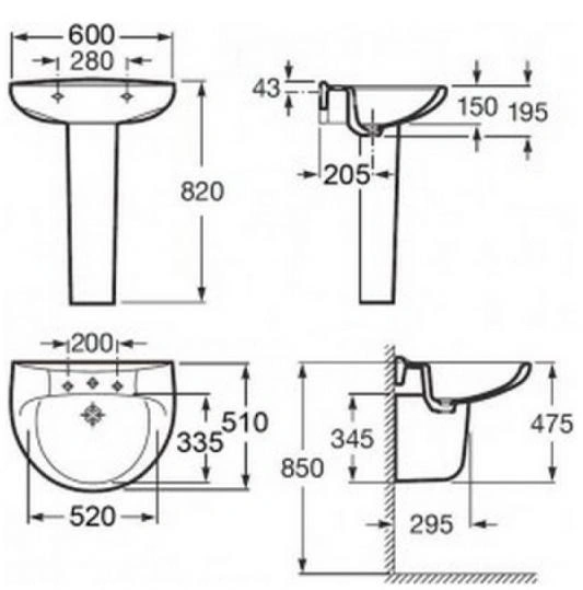 Раковина Roca Victoria 60 белый 327392000