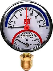 Термоманометр радиальный STI 63мм 16 бар 120°С ½&quot; ТМР63-12-16УП, 1