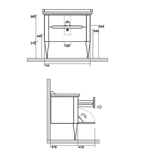 Тумба-умывальник Kerasan Waldorf белый матовый 919330bi mat+4141K1bi/cr*3