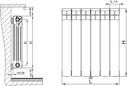 Радиатор биметаллический 12 секций Rifar Monolit 500 серый RM50012 tit