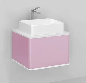 Тумба-умывальник подвесная Jorno Pastel 58 розовый иней Pas.01.58/P/PI+MLN-7050H Тумба-умывальник подвесная Jorno Pastel 58 розовый иней Pas.01.58/P/PI+MLN-7050H, 3