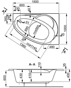 Ванна акриловая Vagnerplast Flora 150x100 L VPBA151FLA3LX-04, 2