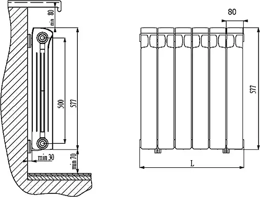 Радиатор биметаллический 10 секций Rifar Monolit 500 белый RM50010