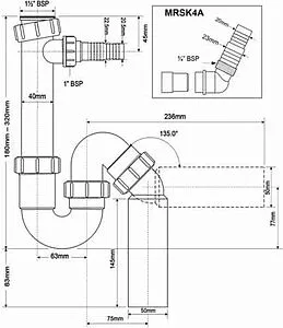 Сифон трубный для мойки Mc Alpine MRSK4A Сифон трубный для мойки Mc Alpine MRSK4A, 2