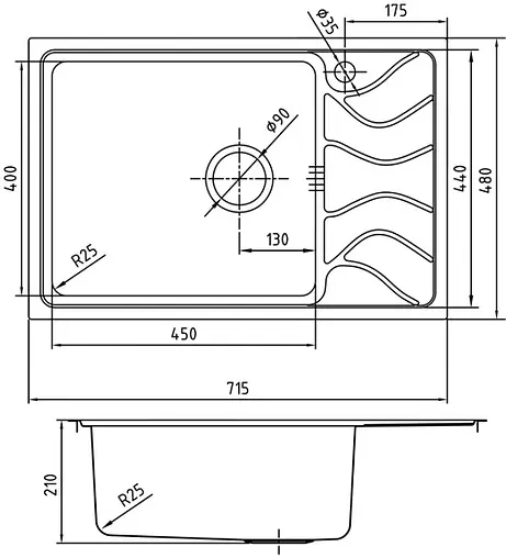 Мойка кухонная IDDIS Reeva 65 L сатин REE71SLi77