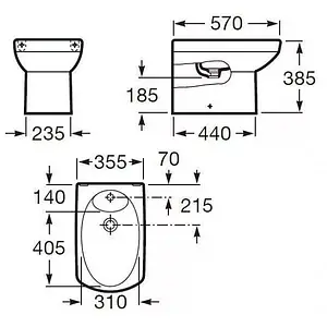Биде напольное Roca Dama Senso белый 357517000, 2