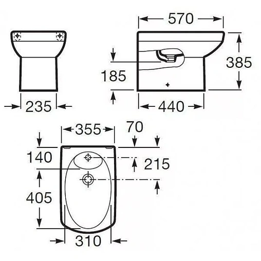 Биде напольное Roca Dama Senso белый 357517000