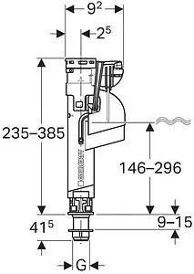 Заливной клапан для бачка ½&quot; пластик нижний Geberit Impuls Basic 360 281.208.00.1, 2