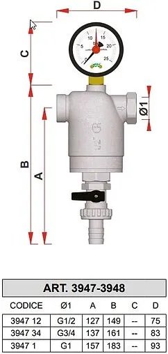 Фильтр тонкой очистки воды ½&quot;в x ½&quot;в Far FA 39F7 12100
