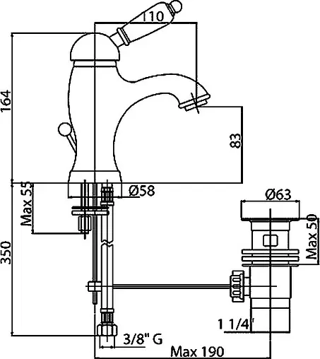 Смеситель для раковины Cezares Elite золото/белый ELITE-LSM1-03/24-Bi