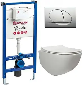 Комплект 6 в 1 Pestan Fluenta Rimless SET40006661PM с кнопкой Play хром матовый Комплект 6 в 1 Pestan Fluenta Rimless SET40006661PM с кнопкой Play хром матовый, 1