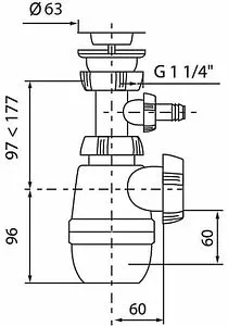 Сифон бутылочный для раковины Wirquin Минор белый 30718053 Сифон бутылочный для раковины Wirquin Минор белый 30718053, 2