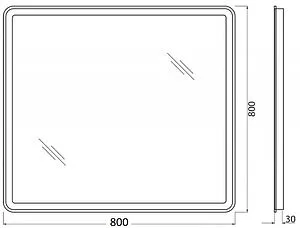 Зеркало с подсветкой BelBagno MARINO 80x80 механическая кнопка SPC-MAR-800-800-LED-BTN Зеркало с подсветкой BelBagno MARINO 80x80 механическая кнопка SPC-MAR-800-800-LED-BTN, 2