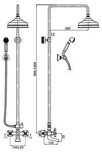 Душевая система со смесителем для ванны Cezares Retro хром RETRO-C-CVD2-01 Душевая система со смесителем для ванны Cezares Retro хром RETRO-C-CVD2-01, 2