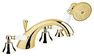 Смеситель на борт ванны на 4 отверстия Cezares First золото/белый FIRST-BVD-03/24-Bi Смеситель на борт ванны на 4 отверстия Cezares First золото/белый FIRST-BVD-03/24-Bi, 1